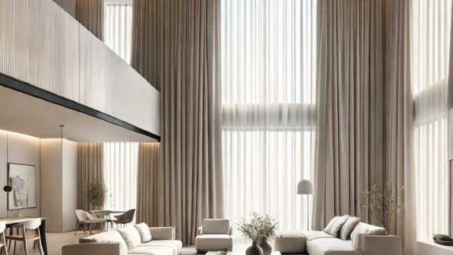 Wygląd zasłon z karniszami rendering