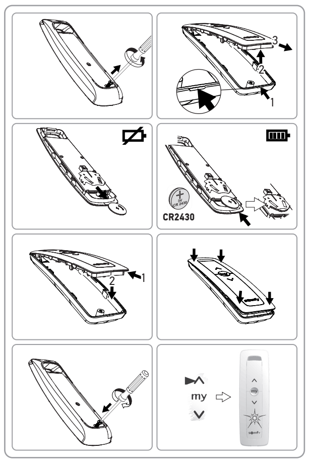 sposób zmiany baterii w pilocie Somfy Situo RTS instrukcja