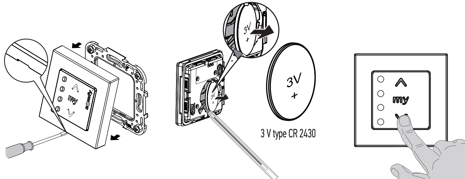 sposób zmiany baterii w Somfy Smoove RTS