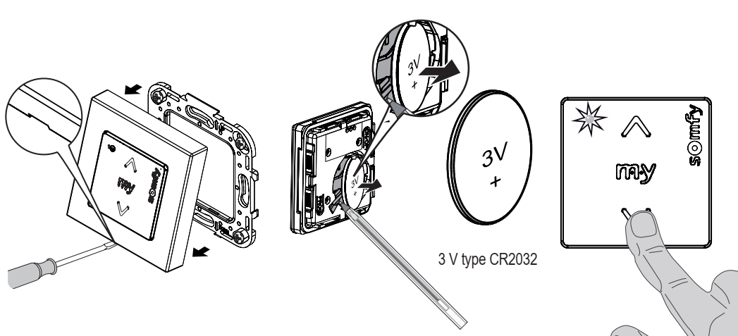 sposób zmiany baterii w nadajniku Somfy Smoove RTS